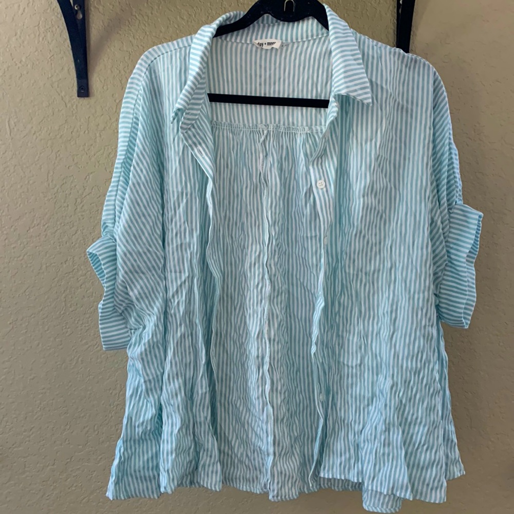 Boutique Day + Moon striped button down top